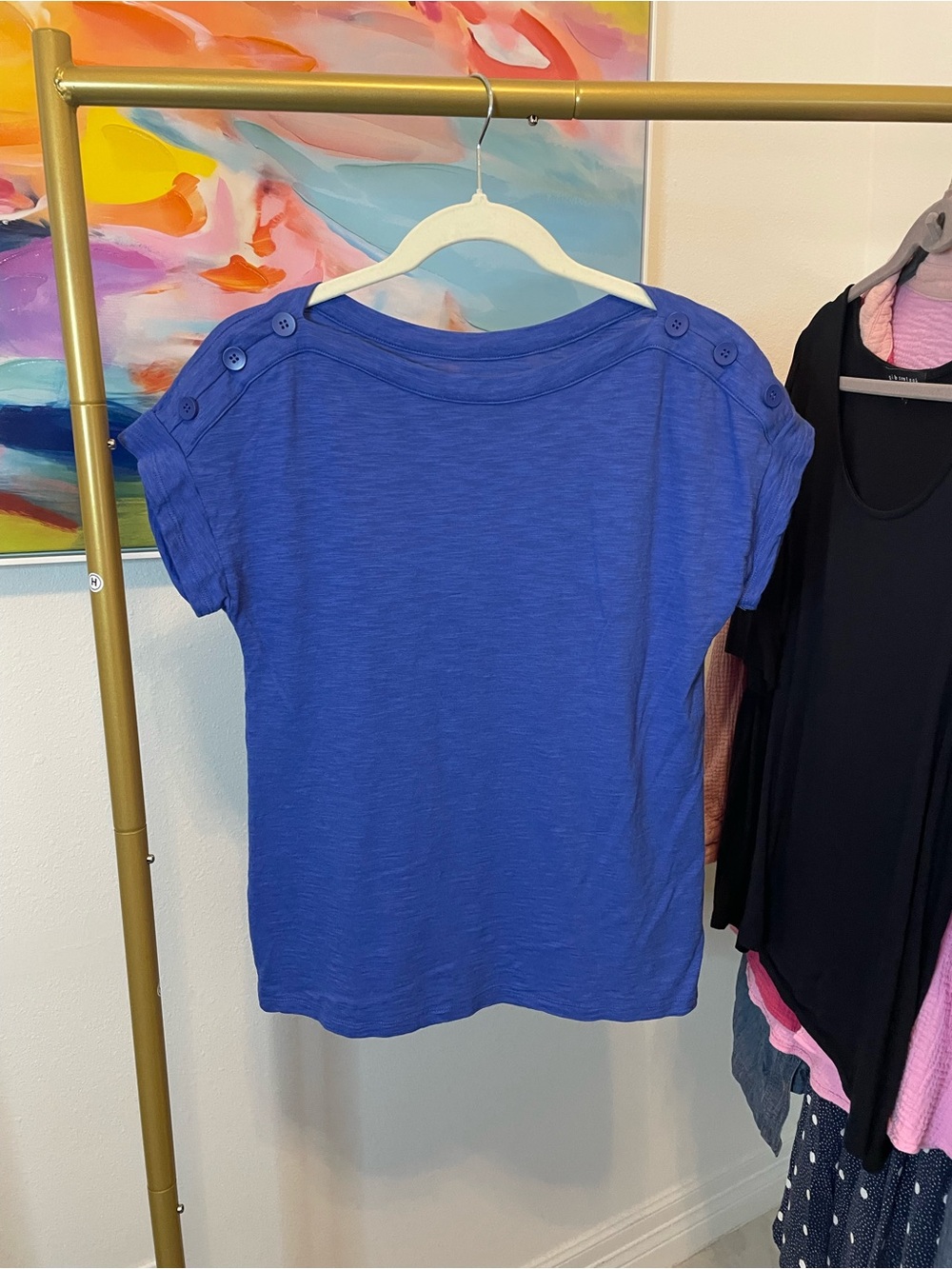Talbots Royal Blue Short Sleeve Tee Small casual modest summer‎